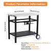 Portable Stainless Steel Outdoor Grill Cart Featuring a Double Shelf, Equipped with Gas Tank Hooks - 3 of 4