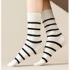 Anna-Kaci 3 Pairs Women's Striped Crew Socks with Ribbed Knit Design and Anti-Pilling Cotton Blend - 3 of 4