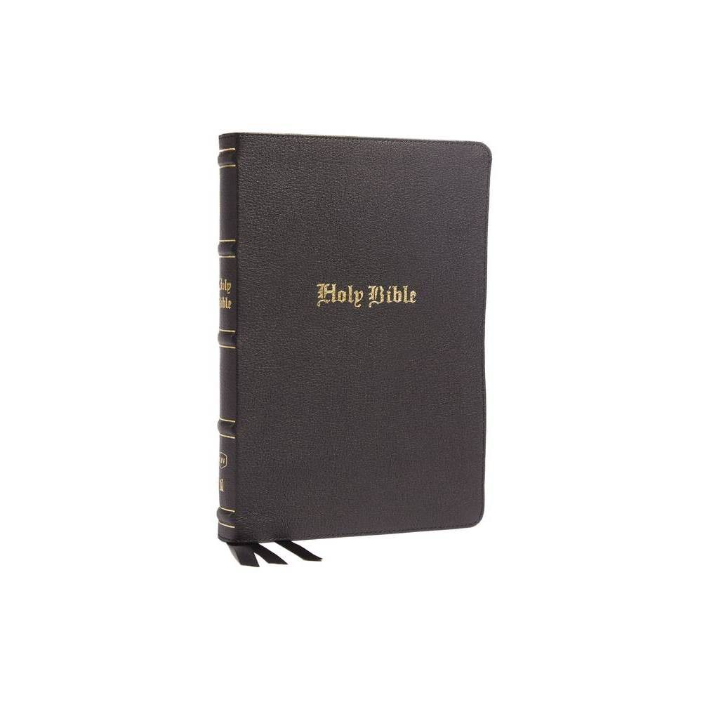 Kjv, Thinline Bible, Large Print, Genuine Leather, Black, Red Letter, Comfort Print - by Thomas Nelson (Leather Bound)