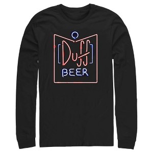 Men's The Simpsons Duff Beer Neon Sign Long Sleeve Shirt - 1 of 4