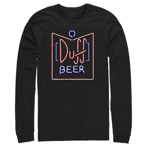 Men's The Simpsons Duff Beer Neon Sign Long Sleeve Shirt - Black