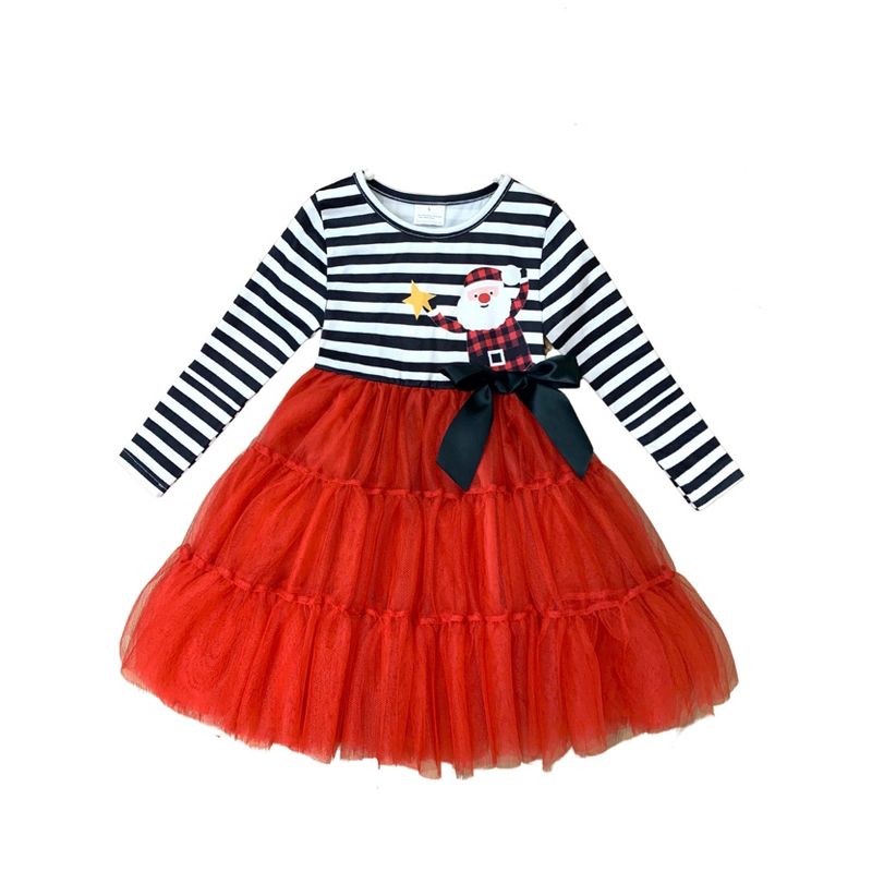 Girls Santa & Stripes Tutu Dress - Mia Belle Girls, 2 of 6