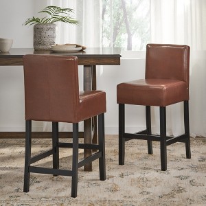 Fabric Upholstered KD Counter Stool with Padded Seat and Rubberwood Legs, Set of 1 for Kitchen, Island, or Home Bar - 1 of 4