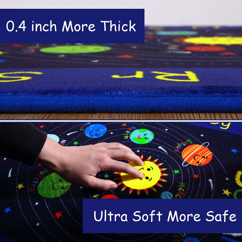Kids Solar System Educational Rug Galaxy Outer Space Kids Rugs for Kids Bedroom Nursery Playroom Classroom, 4 of 11