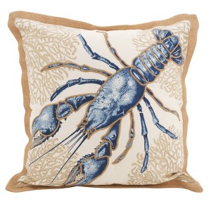 20"x20" Oversize I Love Lobster Down Filled Square Throw Pillow Blue - Saro Lifestyle: Nautical Cotton, Indoor Couch Decor - 1 of 3