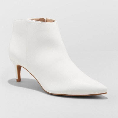 white bootie kitten heel