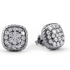 Pompeii3 1ct Pave Diamond Cushion Shape Studs Braided Border Earrings 14k White Gold - 2 of 4