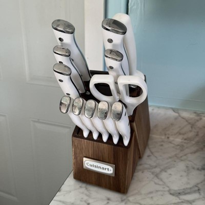 Cuisinart Triple Rivet 15-Piece White Knife Set with Storage Block  C77WTR-15P - The Home Depot