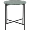 Evrynne Round Accent Table - Green Marble/Black - Safavieh - 4 of 4