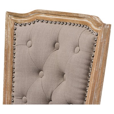 Estelle Weathered Oak and Beige Linen Upholstered Parsons Side Chair