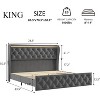 1-Piece LED Velvet Bed Frame - Wingback Headboard with Charging Station, Metal Platform No Box Spring - 2 of 4