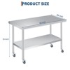 Stainless Steel Prep Table, Commercial Kitchen Prep & Work Table with Adjustable Under Shelf & 4 Wheels, Rolling Workbench for Kitchen - 2 of 4