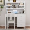 TiramisuBest 40" Home Executive Desk and Upholstered Chair Set with Bookshelf – Espresso - 2 of 4