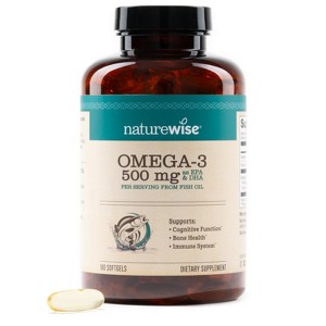 NatureWise Omega 3 Fish Oil - 500 mg per Pill - EPA & DHA - Gluten and Soy Free, Non-GMO - 1 of 4