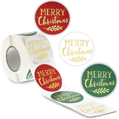 Pipilo Press 500-Pack Merry Christmas Gold Foil Envelope Stickers, 3 Designs (2 Inches)