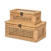 HomeRoots Set Of Two Natural Wood Rattan And Glass  Jewelry Boxes - 4 of 4