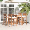 Costway 5 PCS Patio Eucalyptus Wood Bar Set Bar Height Dining Table & 4 Cushioned Chairs - 2 of 4