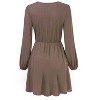 Coolmee Women's Dresses Wrap V-Neck Casual Ruffle Long Sleeve A-Line Mini Dress - 4 of 4