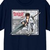 Rurouni Kenshin Sagara Sanosuke With Huge Sword Crew Neck Short Sleeve Navy Blue Men's T-shirt - 2 of 3