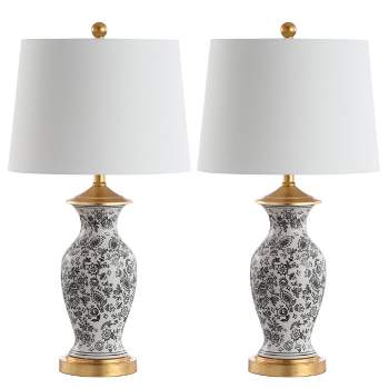 Set of 2 Kaeden Table Lamp (Includes LED Light Bulb) Black/White - Safavieh