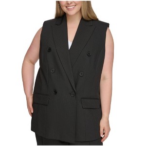 Calvin Klein Womens Pinstripe Vest Double Breasted Blazer Jacket - 1 of 1