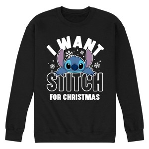Men's - Lilo and Stitch - I Want A Stitch For Christmas Graphic Fleece Sweatshirt - 1 of 4