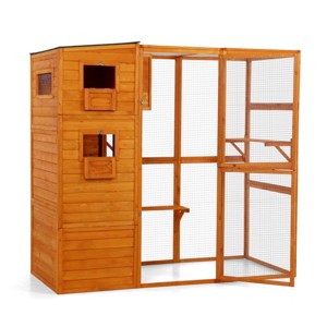 AZL1 Life Concept Pet Crates and Houses Large Multi Level Cat Enclosure with Spacious Activity Area Fun Jumping Platforms, Orange, 76.2"*33.5"*70" - 1 of 4