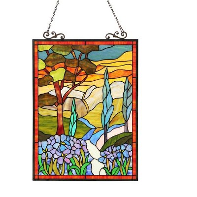 Chloe Lighting Almos Tiffany-Glass Floral Window Panel 18x24