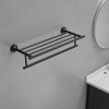 16 in. Bathroom Towel Rack with 2 Towel Bars Wall Mount Holder in Matte Black - 3 of 4