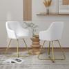VECELO Modern PU Leather Accent Chair, Vanity Makeup Chair with Gold Metal Frame, Upholstered Armchair for Living Room or Bedroom, White - 2 of 4