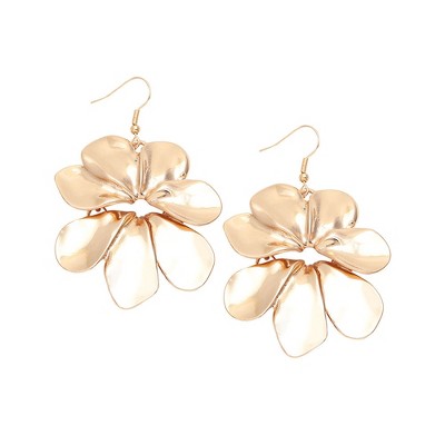 SOHI Women's Gold  Metallic Flora Drop Earrings