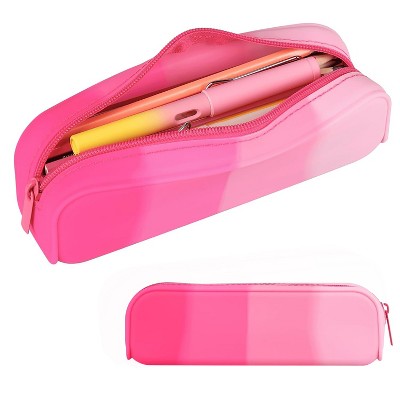 Boersma Pink Pencil Case – Large Capacity Waterproof Silicone Pen Pouch, Aesthetic Stationery Organizer for School, Office, Teen Boys & Girls