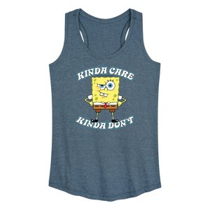Women's - SpongeBob SquarePants - Kinda Care Graphic Racerback Tank - 1 of 4