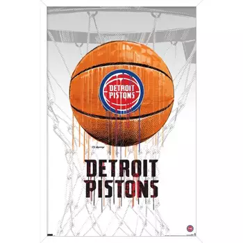 Trends International Nba Detroit Pistons - Drip Basketball 21 Framed Wall  Poster Prints White Framed Version 