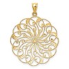 Black Bow Jewelry 14k Yellow Gold & White Rhodium Diamond Cut Floral Swirl Pendant - 3 of 4