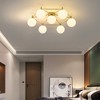 PAKOKULA Modern 7-Light Gold Sputnik Hexagon Semi-Flush Mount Ceiling Light with Opal Glass Shades - 2 of 4