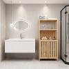 KTMBDW Bamboo Bathroom Cabinet, Freestanding Storage Cabinet Floor Cupboard with Door and 2 Open Shelf for Small Spaces, Hotels, Apartments - 2 of 4
