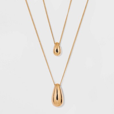 Long Teardrops Pendant Necklace - A New Day™ Gold