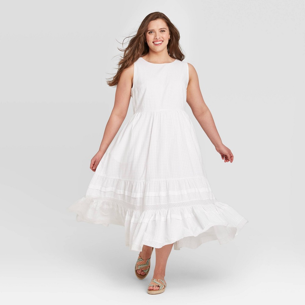 Women's Sleeveless Pintuck Dress - Universal Thread White XL was $39.99 now $27.99 (30.0% off)