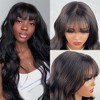 Jessie's Wig 24-26 Inch Body Wave Wig 13x5 Pre Cut Lace Black Color Wig With Bangs 1 Pcs/Pack - 4 of 4