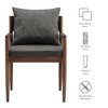 Modway  Remington Mid-Century Modern Wood Fabric Dining Room Chair in Charcoal – with Open Back and Elm Wood Frame for Kitchen or Living Room - 4 of 4