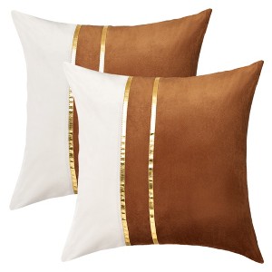 REGALWOVEN Velvet Soft Decorative Square Patchwork Throw Pillow Covers  2 Pcs - 1 of 4