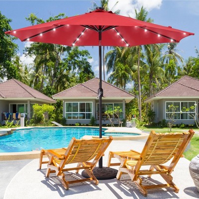 Sonkuki 9 ft LED Round Solar Lighted Patio Market Umbrella