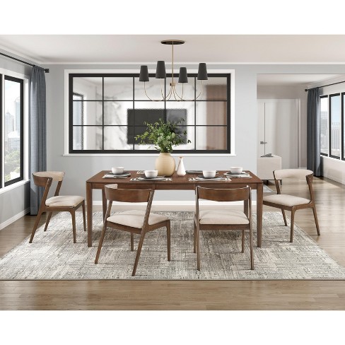 Nicbex Dining Table Set For 4 Walnut Finish Extendable Dining Set Table ...