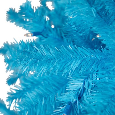 Sky Blue 6' Pre-Lit Pine Christmas Tree with Clear Lights