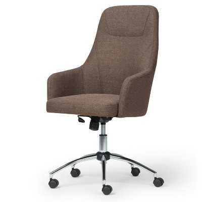 Zane Swivel Office Chair Linen Look Fabric Brown - WyndenHall