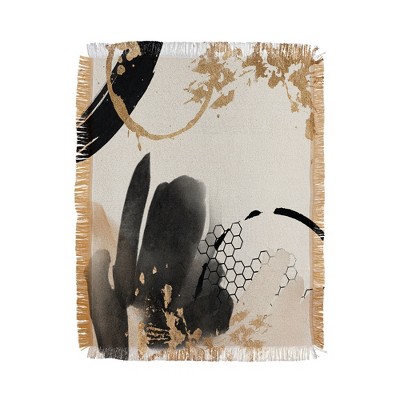 Sheila Wenzel-Ganny Black Ink Abstract 56"x46" Woven Throw Blanket - Deny Designs