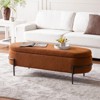 Upholstered Boucle Storage Ottoman Bench, Faux Shearling Oval Ottoman for Living Room Bedroom - 3 of 4