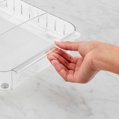 Clear BPA-Free Rolling Fridge Organizer Bin with Adjustable Dividers