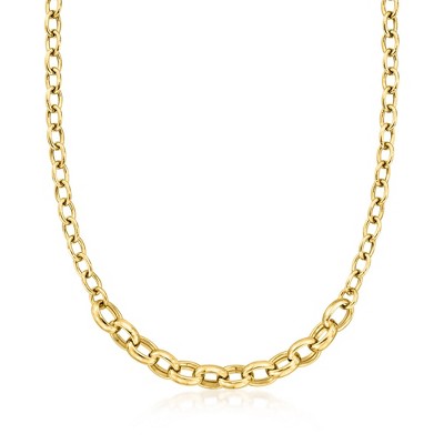 Ross-Simons Italian 18kt Gold Over Sterling 7mm and 10mm Cable-Link Necklace